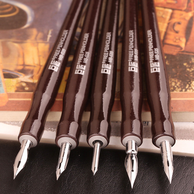 Hillento Comic Dip Pen Set, 5 Wooden Pen Handler Artist Cartoon